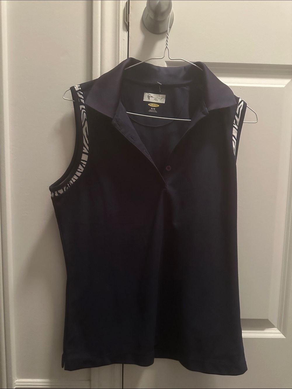 Greg Norman Navy Sleeveless Polo Tank Top with Contrast Trim